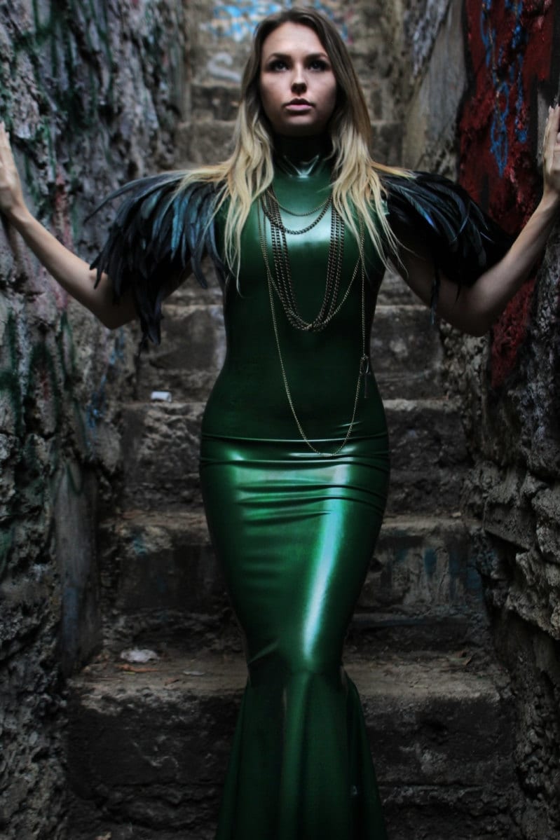 Feathered Fishtail Gown