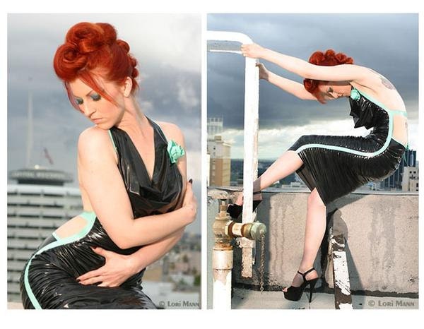 Gathered Halter Gown, made-to-measure latex by Blacklickorish